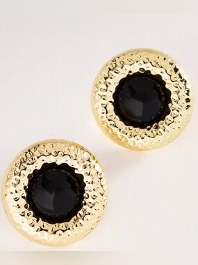 By Anthropologie NWT Tiger’s Eye Button Post Earrings- Black